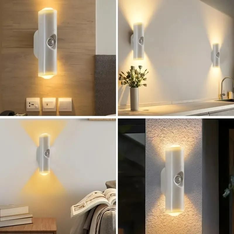 Up & Down Lit Hill Shape Sensor LED Wall Lights 1 unit, USB Rechargeable Battery