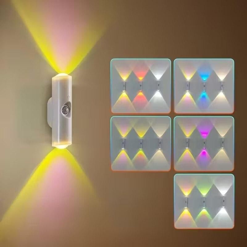Up & Down Lit Hill Shape Sensor LED Wall Lights 1 unit, USB Rechargeable Battery